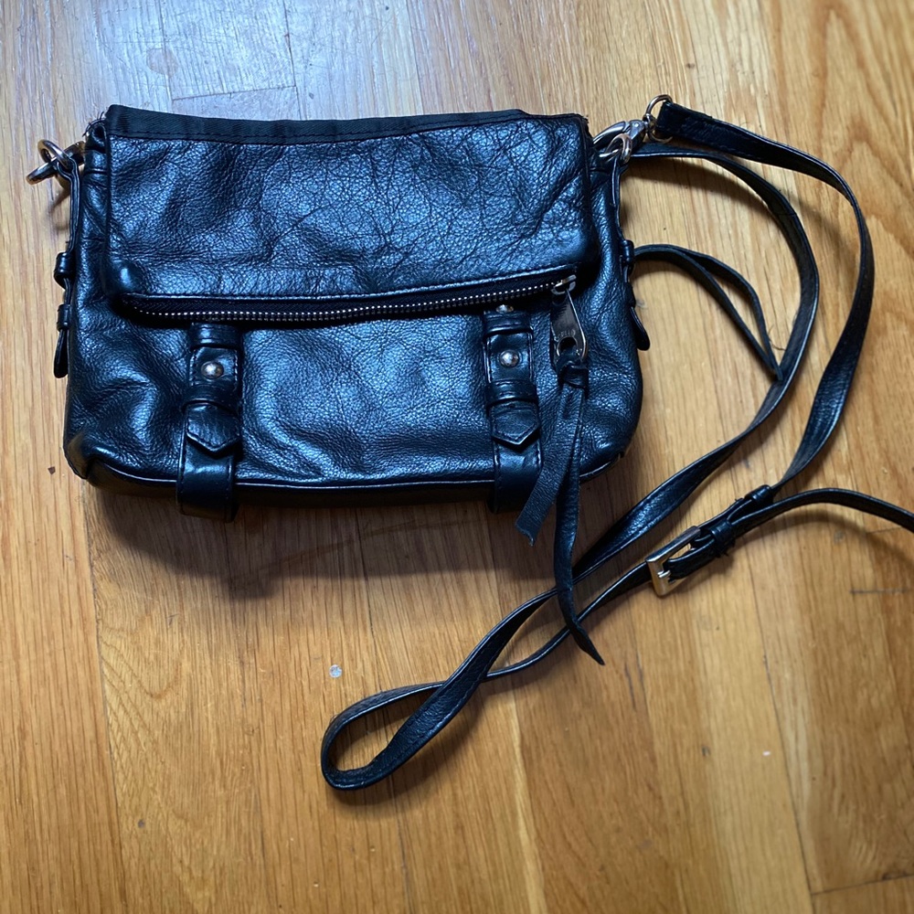 Black leather crossbody bag